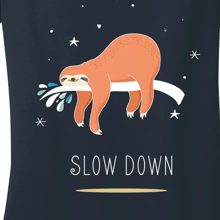 Sloth Slow Down Women's V-Neck T-Shirt