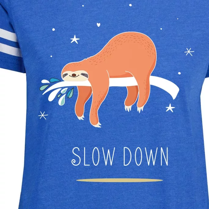 Sloth Slow Down Enza Ladies Jersey Football T-Shirt