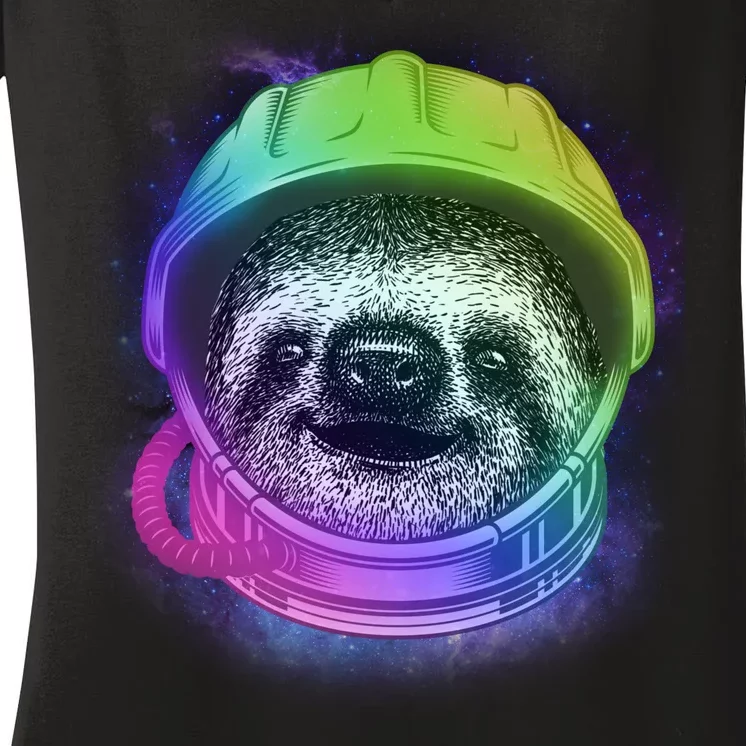 Sloth Spaceman Women's V-Neck T-Shirt