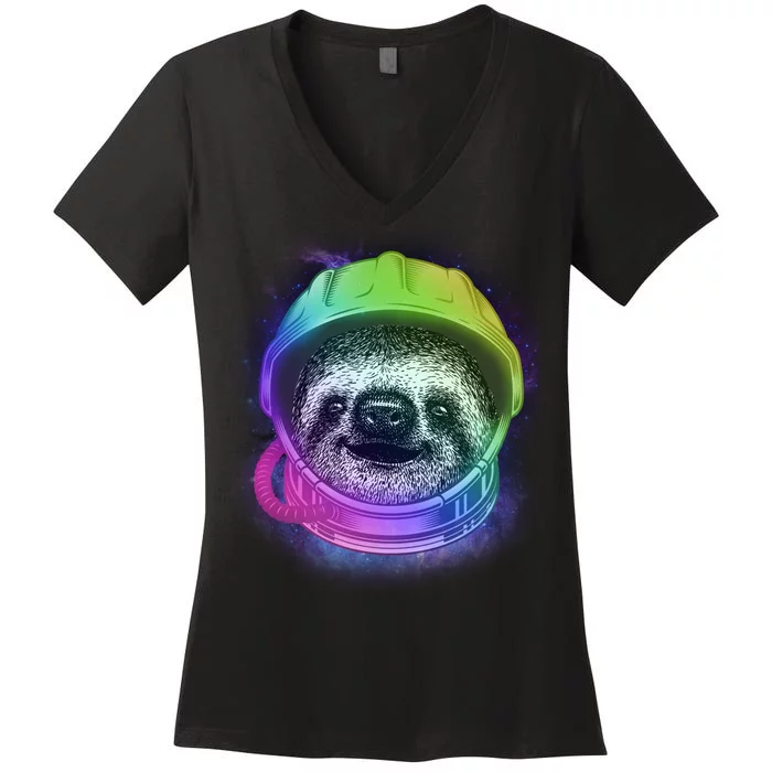 Sloth Spaceman Women's V-Neck T-Shirt