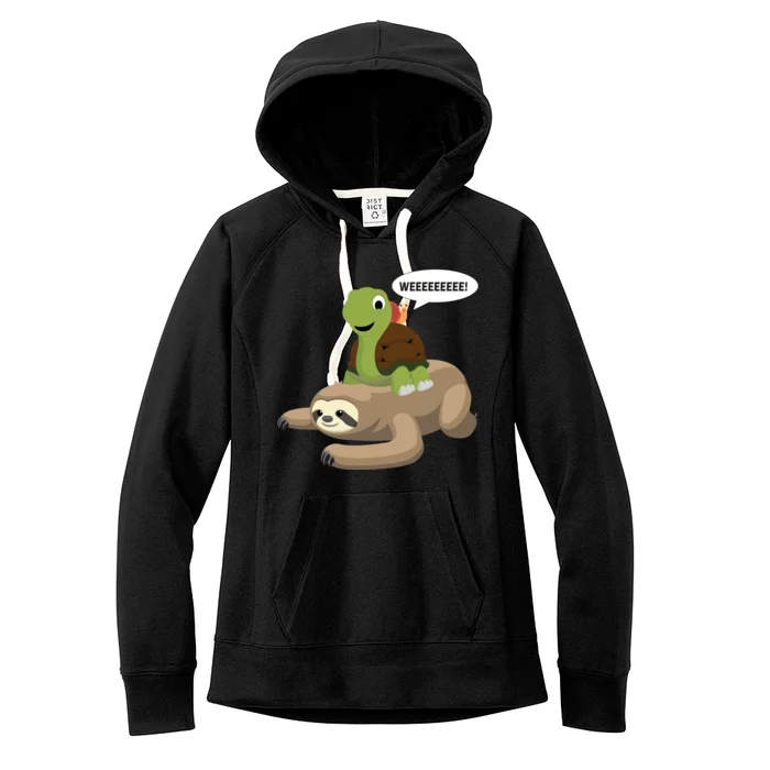 Sloth Turtle Snail Piggyback Women's Fleece Hoodie