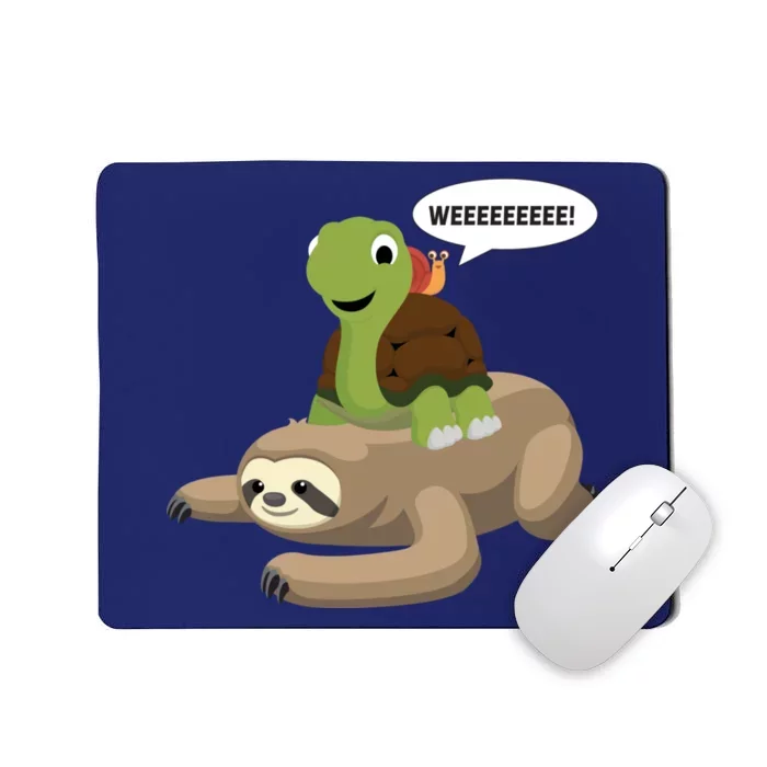 Sloth Turtle Snail Piggyback Mousepad