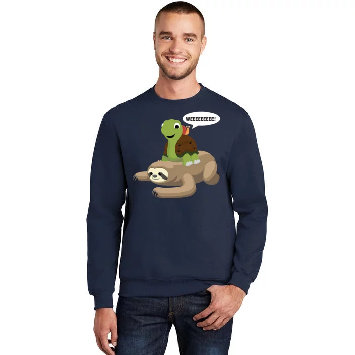 Sloth Turtle Snail Piggyback Tall Sweatshirt