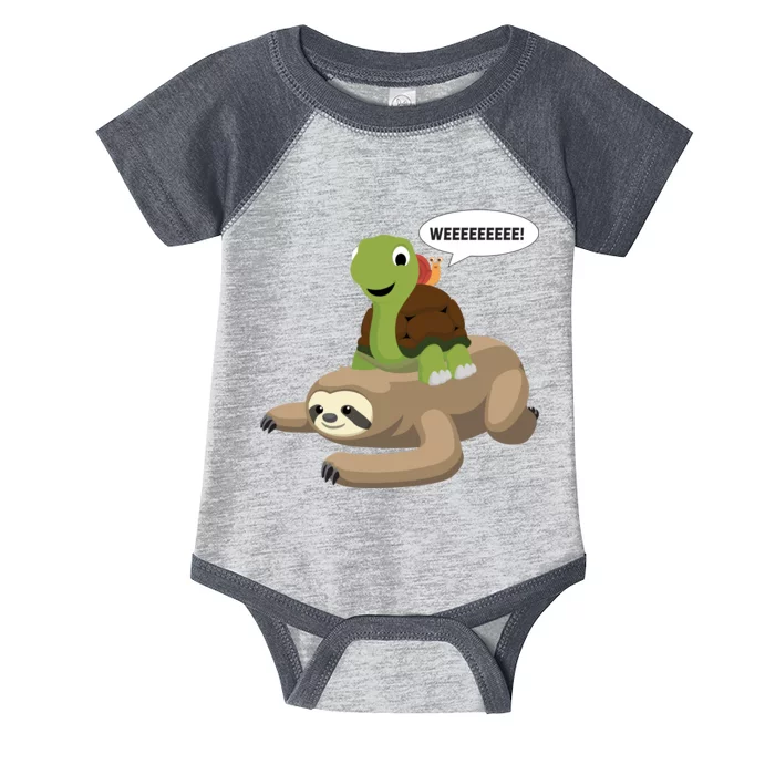 Sloth Turtle Snail Piggyback Infant Baby Jersey Bodysuit