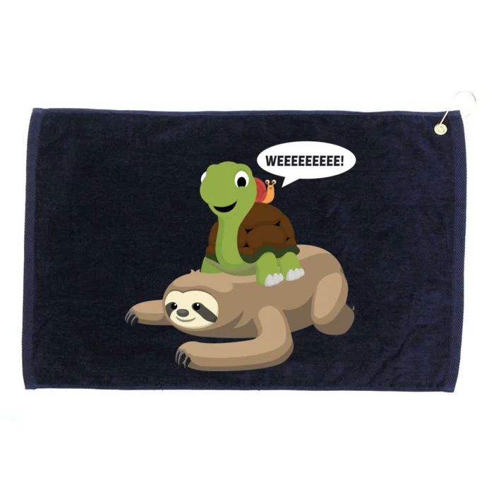 Sloth Turtle Snail Piggyback Grommeted Golf Towel