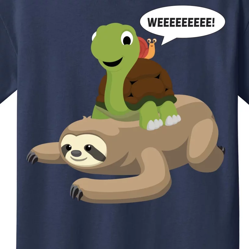 Sloth Turtle Snail Piggyback Kids T-Shirt