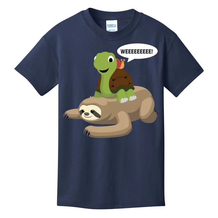 Sloth Turtle Snail Piggyback Kids T-Shirt