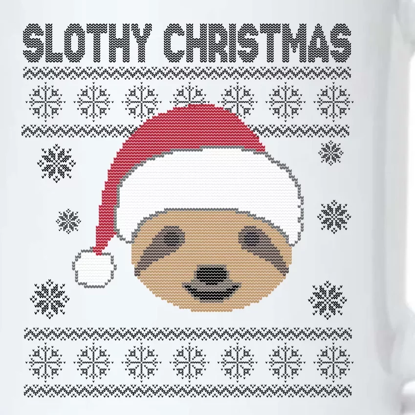 Slothy Christmas Ugly Sweater Black Color Changing Mug