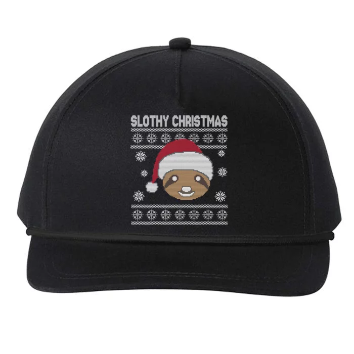 Slothy Christmas Ugly Sweater Snapback Five-Panel Rope Hat