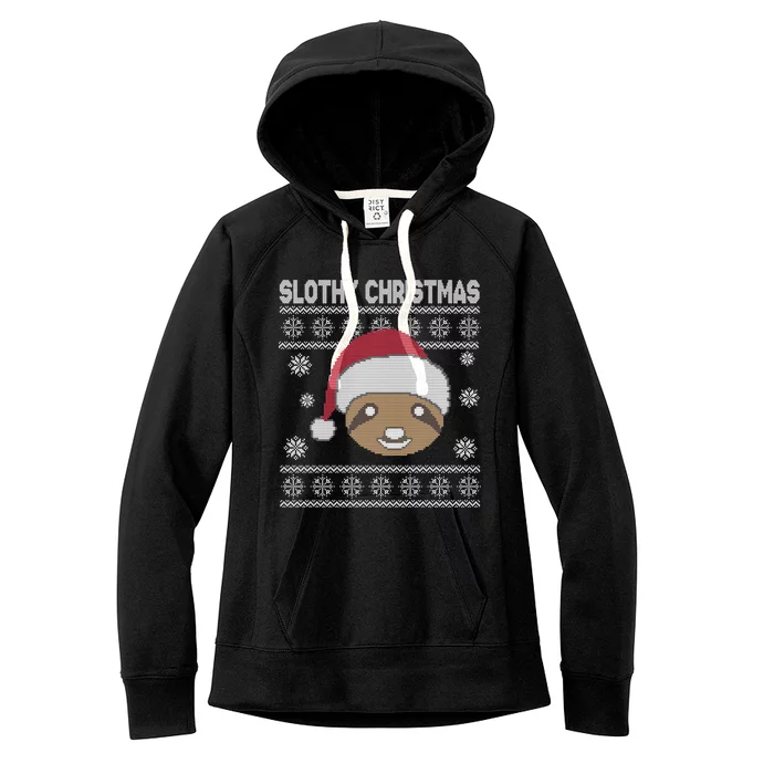 Slothy Christmas Ugly Sweater Women's Fleece Hoodie