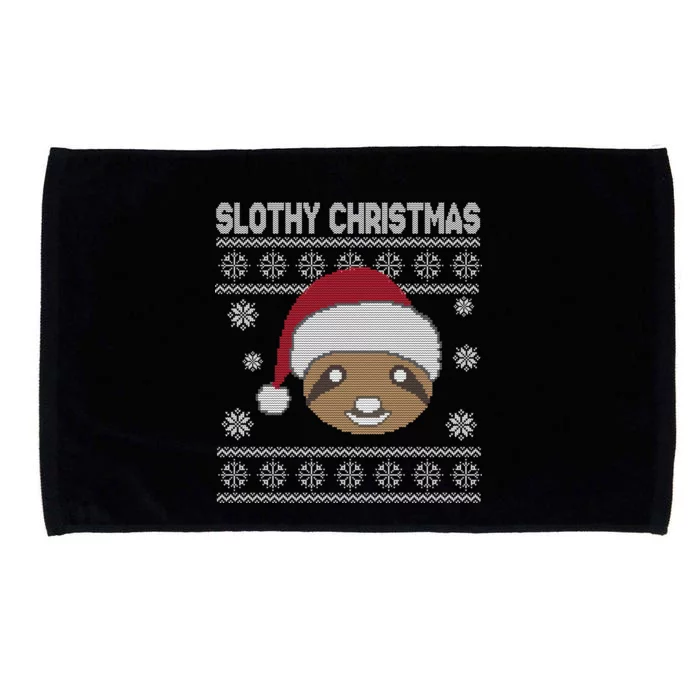 Slothy Christmas Ugly Sweater Microfiber Hand Towel