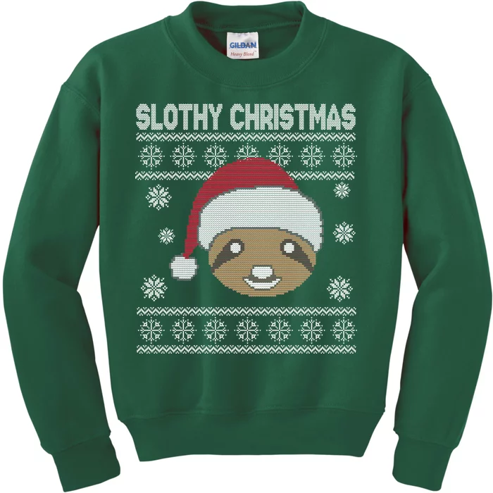 Slothy Christmas Ugly Sweater Kids Sweatshirt