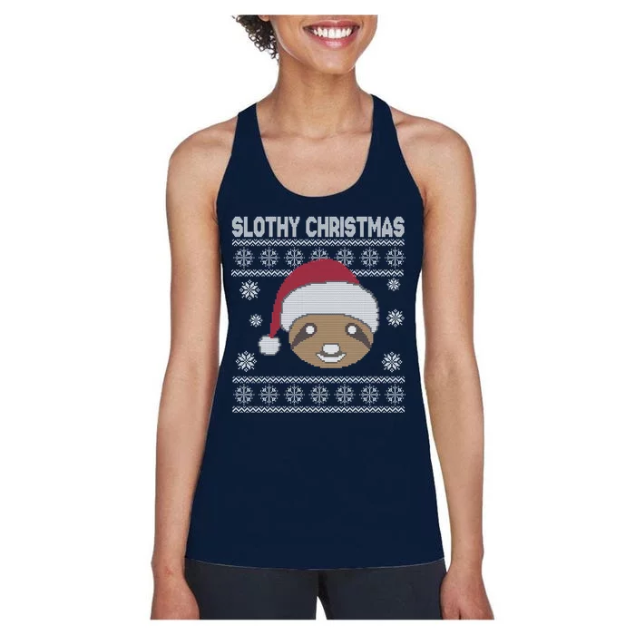 Slothy Christmas Ugly Sweater Women's Racerback Tank