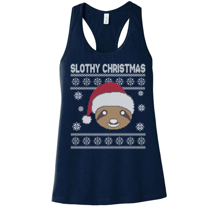 Slothy Christmas Ugly Sweater Women's Racerback Tank