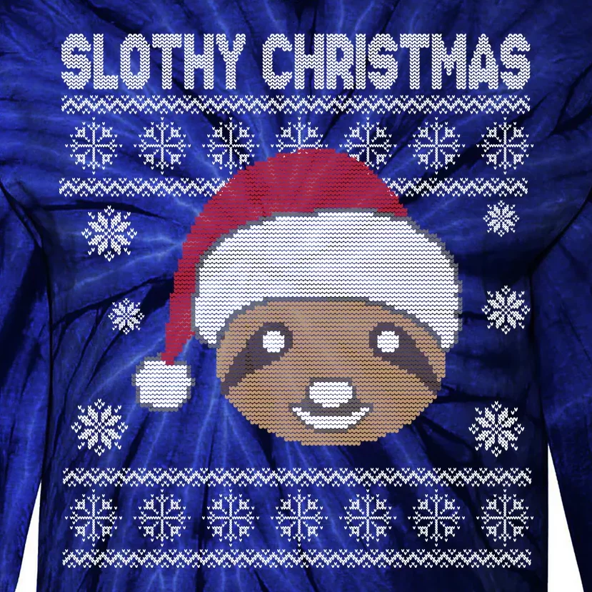 Slothy Christmas Ugly Sweater Tie-Dye Long Sleeve Shirt