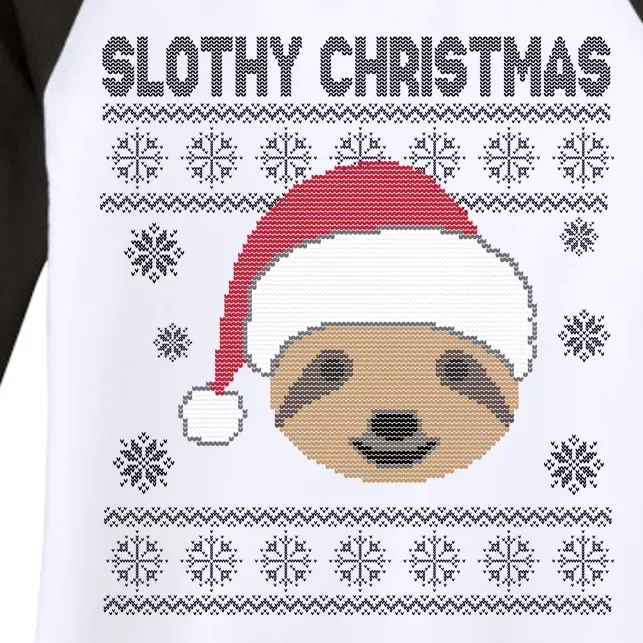 Slothy Christmas Ugly Sweater Women's Tri-Blend 3/4-Sleeve Raglan Shirt