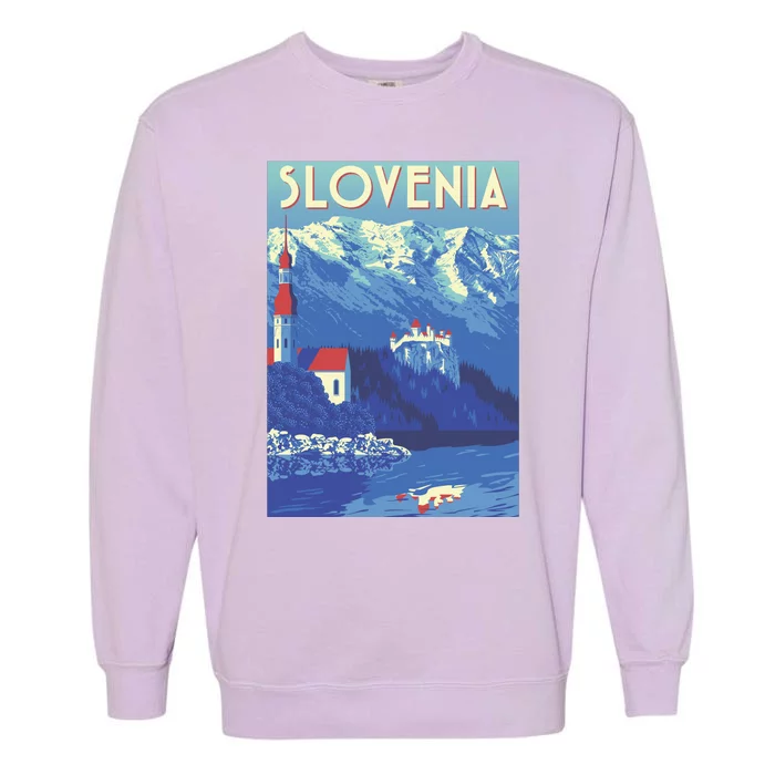 Slovenia Poster Garment-Dyed Sweatshirt