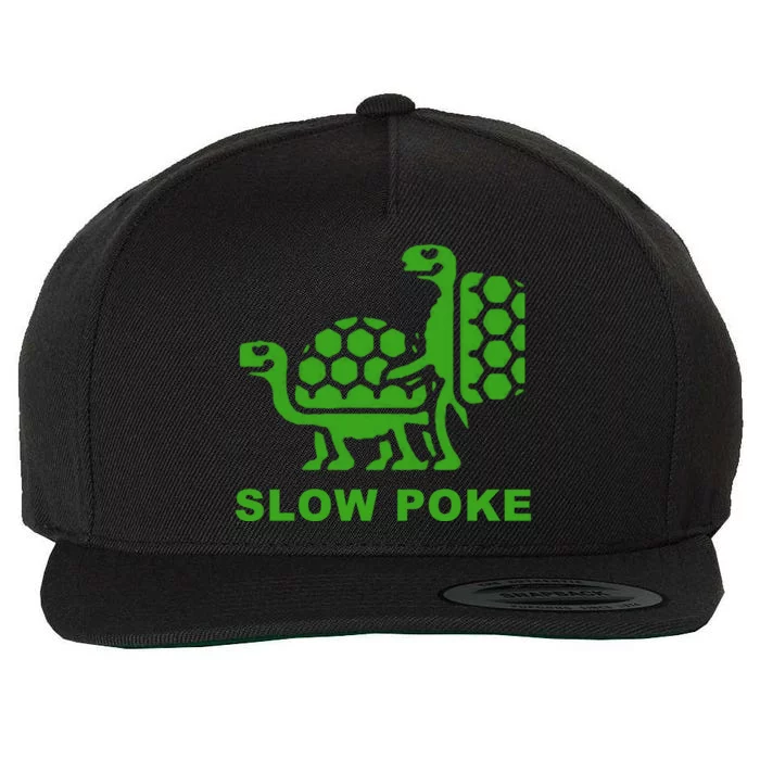 Slow Poke Funny Turtle Wool Snapback Cap