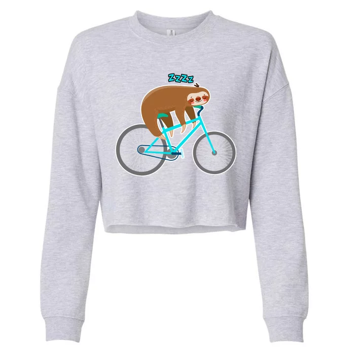 Slow Rider Funny Sloth Cropped Pullover Crew