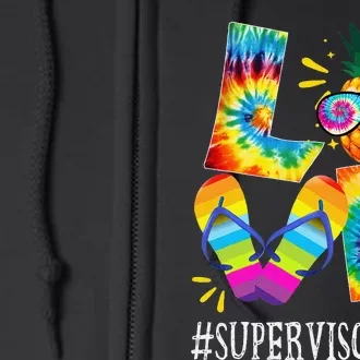 Supervisor Love Pineapple Summer Funny Off duty Tie Dye Full Zip Hoodie