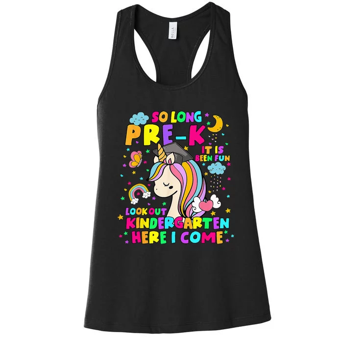 So Long PreK Kindergarten Here I Come Back To School Women's Racerback Tank