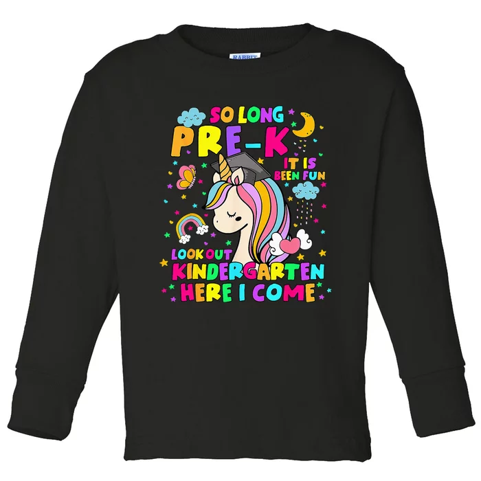 So Long PreK Kindergarten Here I Come Back To School Toddler Long Sleeve Shirt