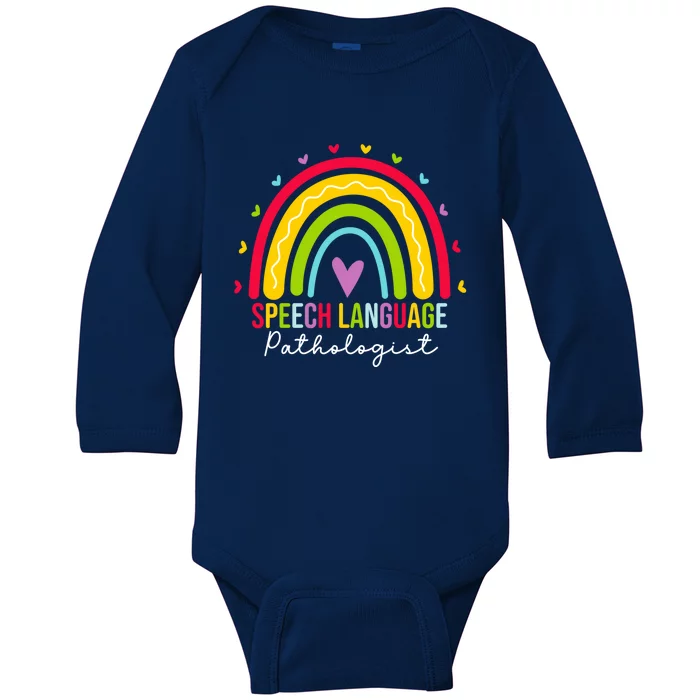 Speech Language Pathologist Pathology Cute Rainbow Therapist Funny Gift Baby Long Sleeve Bodysuit