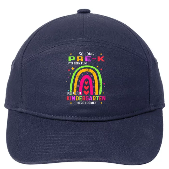 So Long Pre-K Look Out Kindergarten Graduation Gifts Rainbow 7-Panel Snapback Hat