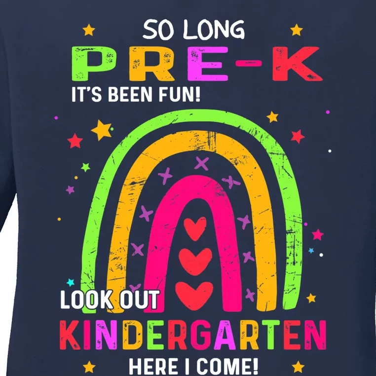 So Long Pre-K Look Out Kindergarten Graduation Gifts Rainbow Ladies Long Sleeve Shirt