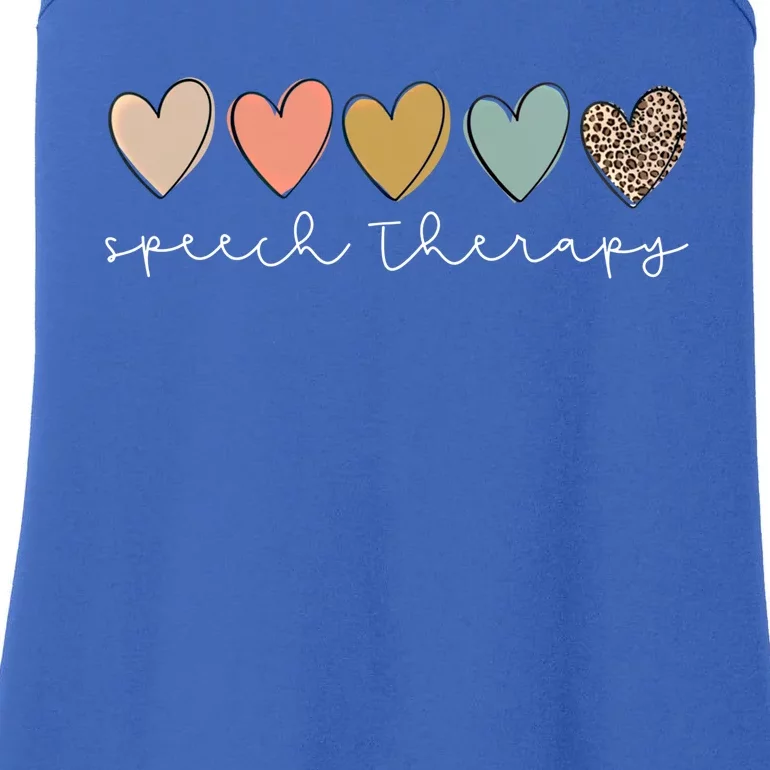 Speech Language Pathologist Speech Therapy Slp Heart Leopard Gift Ladies Essential Tank