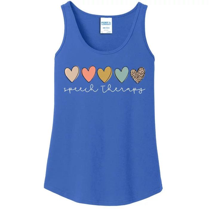 Speech Language Pathologist Speech Therapy Slp Heart Leopard Gift Ladies Essential Tank