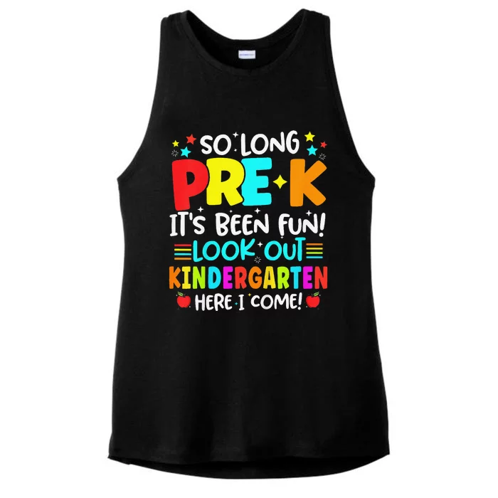 So Long Pre K Kindergarten Here Graduate Last Day Of School Ladies Tri-Blend Wicking Tank