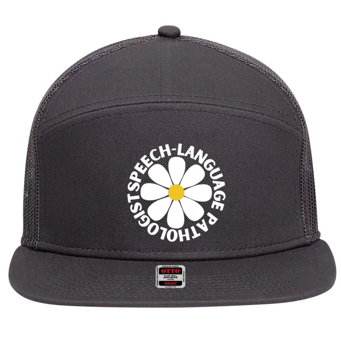 Speech Language Pathologist Speech Therapy SLP Daisy Flower 7 Panel Mesh Trucker Snapback Hat