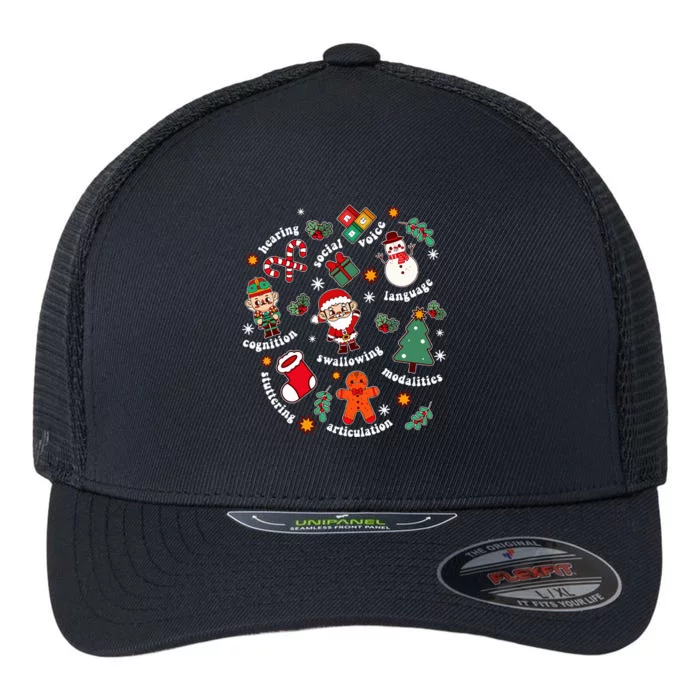 Speech Language Pathologist SLP Santa Squad Christmas Flexfit Unipanel Trucker Cap