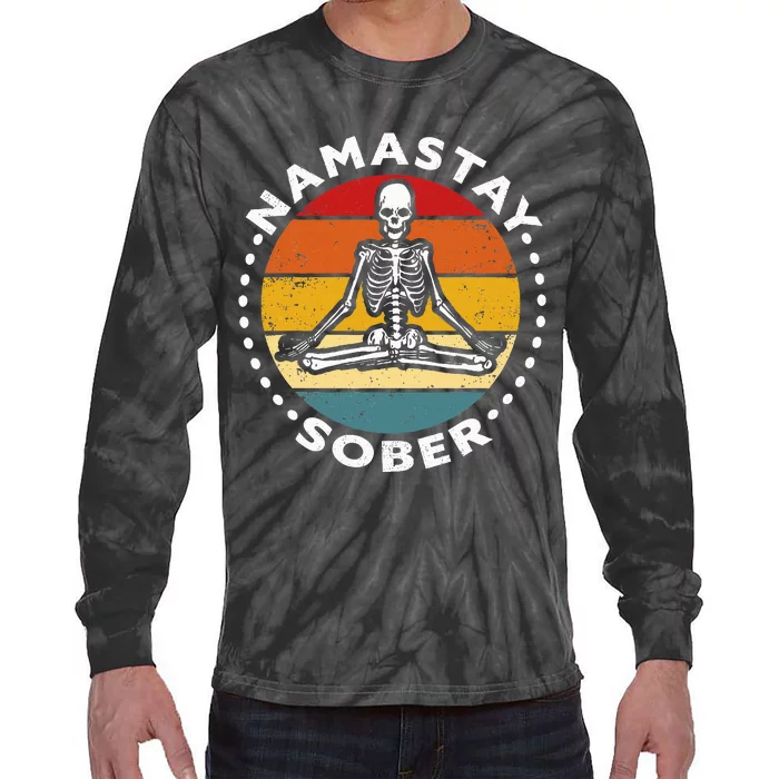 Skeleton Lotus Position Yoga Sober Addiction Recovery Tie-Dye Long Sleeve Shirt