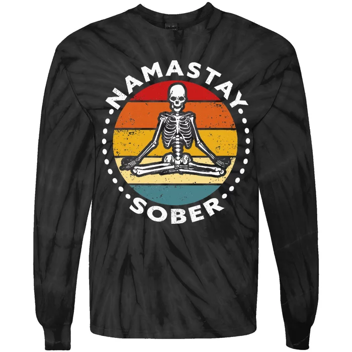 Skeleton Lotus Position Yoga Sober Addiction Recovery Tie-Dye Long Sleeve Shirt