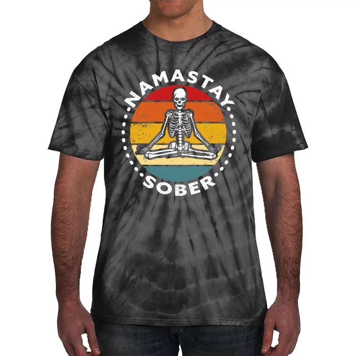 Skeleton Lotus Position Yoga Sober Addiction Recovery Tie-Dye T-Shirt