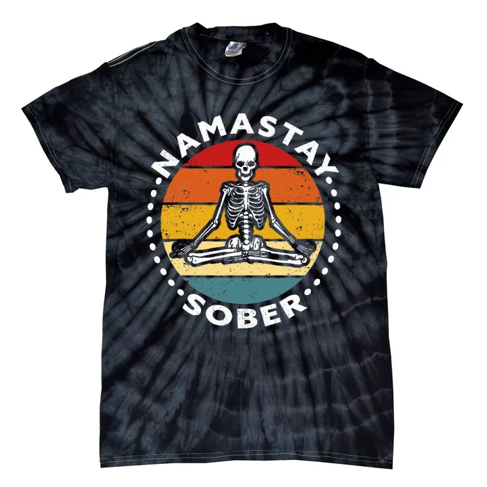 Skeleton Lotus Position Yoga Sober Addiction Recovery Tie-Dye T-Shirt