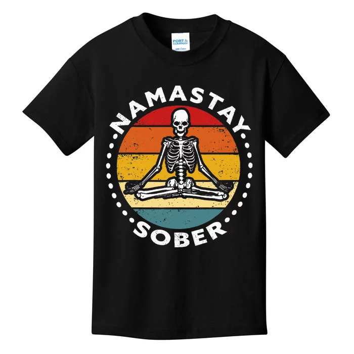 Skeleton Lotus Position Yoga Sober Addiction Recovery Kids T-Shirt