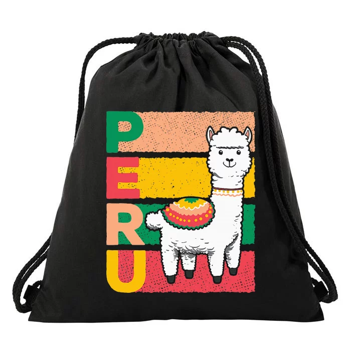 Sweet Llama Peru Illustration For A Peruvian Drawstring Bag