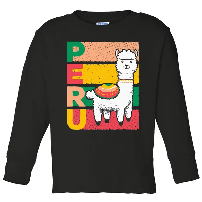 Sweet Llama Peru Illustration For A Peruvian Toddler Long Sleeve Shirt