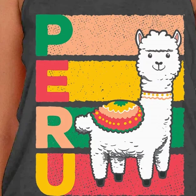 Sweet Llama Peru Illustration For A Peruvian Women's Knotted Racerback Tank