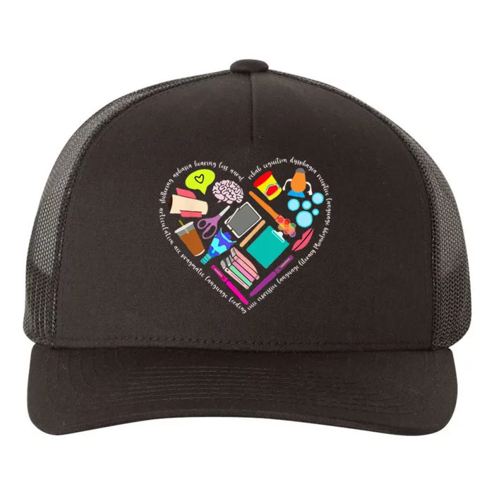 Speech Language Pathology SLP Speech Pathologist Heart Shape Yupoong Adult 5-Panel Trucker Hat