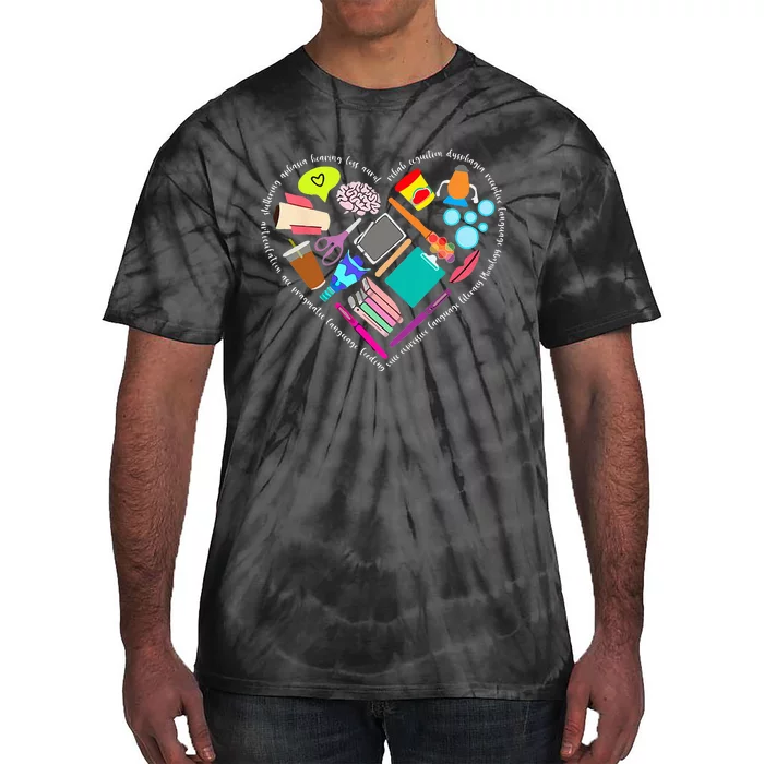 Speech Language Pathology SLP Speech Pathologist Heart Shape Tie-Dye T-Shirt