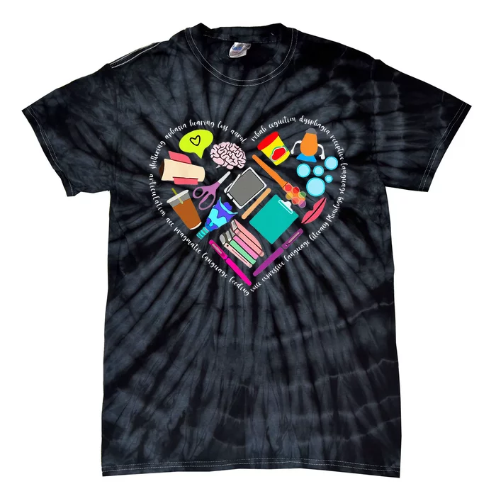 Speech Language Pathology SLP Speech Pathologist Heart Shape Tie-Dye T-Shirt