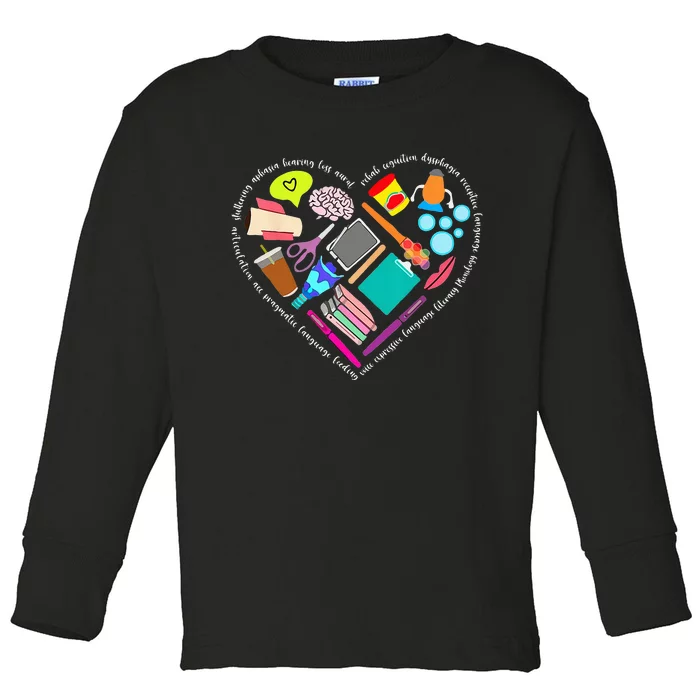 Speech Language Pathology SLP Speech Pathologist Heart Shape Toddler Long Sleeve Shirt