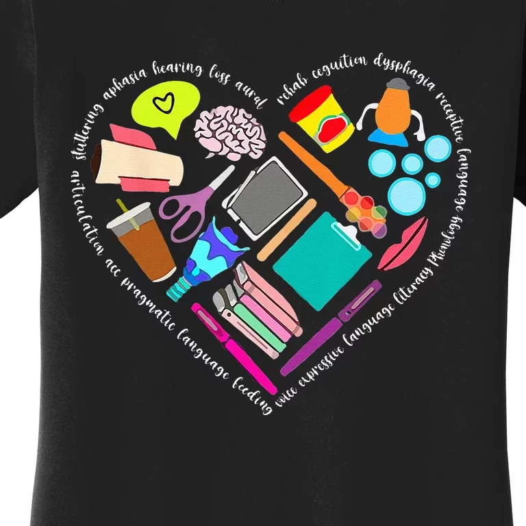 Speech Language Pathology SLP Speech Pathologist Heart Shape Women's T-Shirt