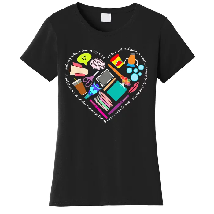 Speech Language Pathology SLP Speech Pathologist Heart Shape Women's T-Shirt