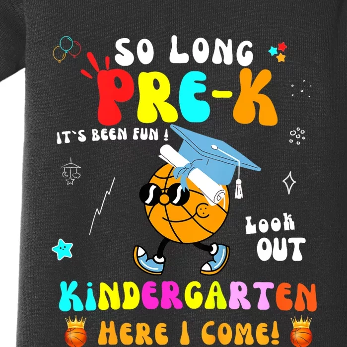 So Long PreK Kindergarten Here I Come Basketball Graduation Baby Bodysuit