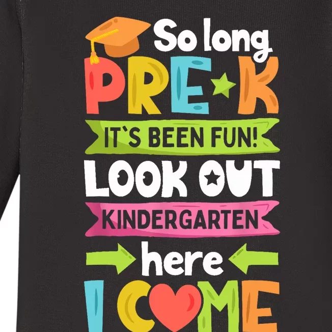 So Long PreK Kindergarten Here I Come Funny Graduation Gift Baby Long Sleeve Bodysuit